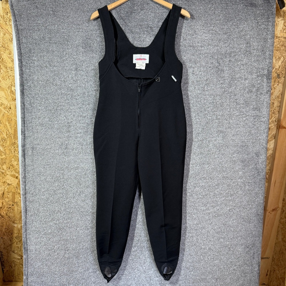 Vintage Obermeyer Ski Bibs Womens 10R Black Wool Blend Stirrup Pants Japan